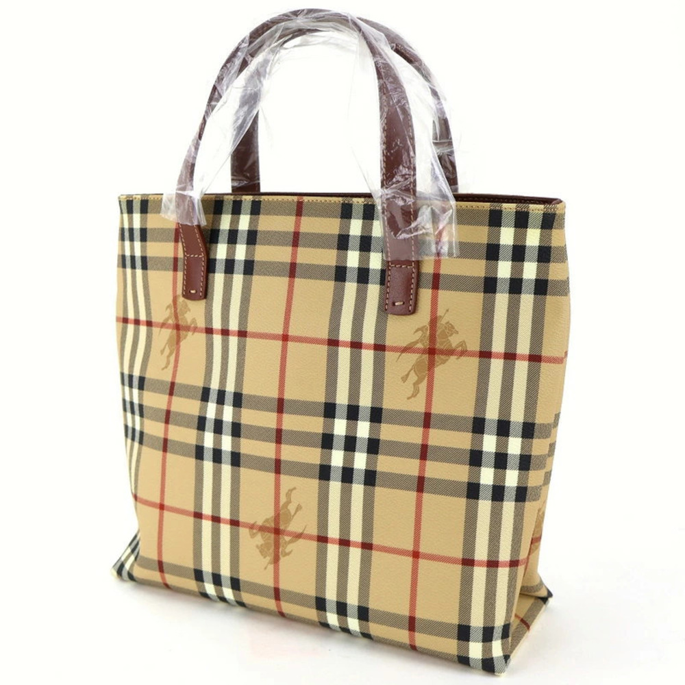 Burberry Bag Beige Check Button London Magnetic Nova Handbag Tote Brown